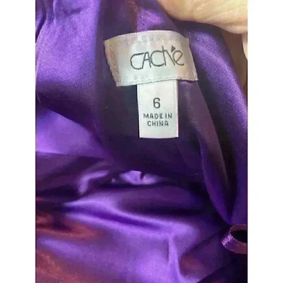 Cache Purple Sleeveless Satin Mini Prom Wedding Cocktail Dress Size xs/2/4/6 - Picture 5 of 14
